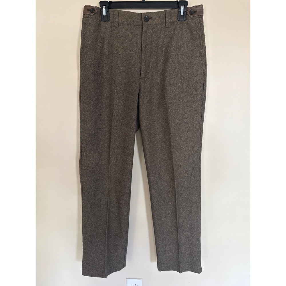 Kenneth Cole New York Mens 33x32 Brown Wool Blend Tweed Dress Pants Trousers